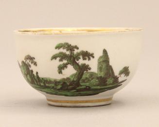 Cup with landscapes in green camaieu