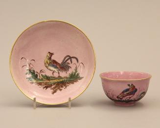 Tea bowl and saucer with birds