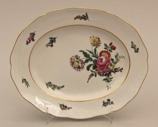 Pair of oval platters with floral sprays