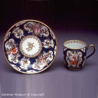 Coffee cup and saucer with "Chinese Musicians" pattern