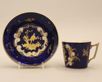 Cup and saucer with blue ground