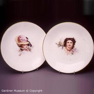 Pair of plates with portraits painted by A. Boullemier