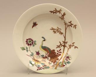 Soup plate with pheasants and peony pattern