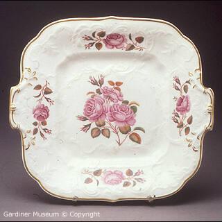 Plate, "Bath Embossed" shape with moss roses
