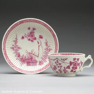 Teacup and saucer with "Wheat Sheaf" pattern