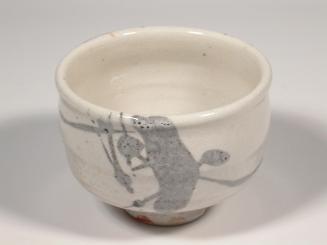 White Tea Bowl with Gray Design